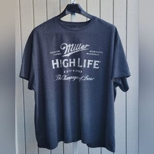 Miller High Life Soft & Stretchy 4XB T-shirt Gray Men's Boxy Fit Casual